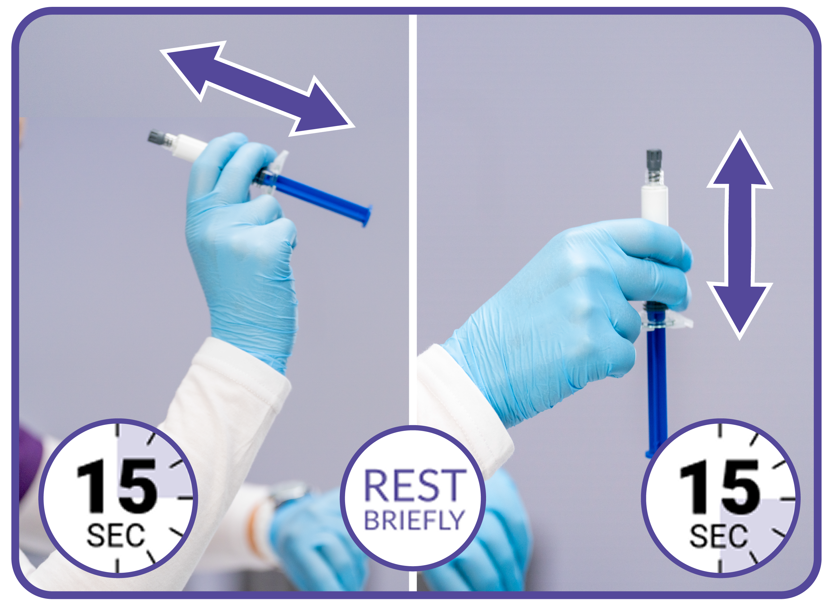 Rest then shake syringe again